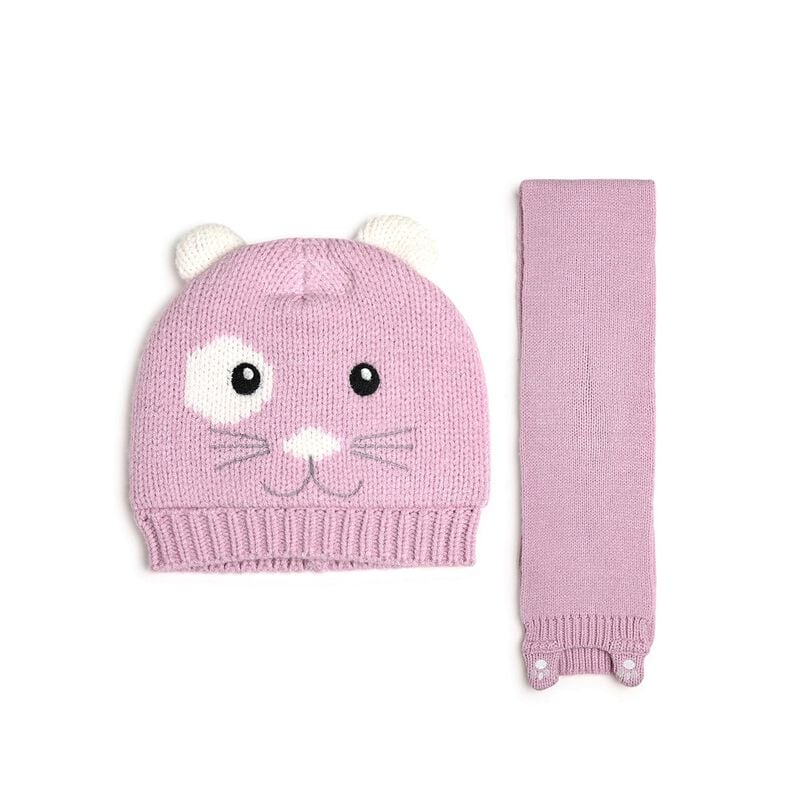 Infants Light Pink Cap with Scarf image number 0